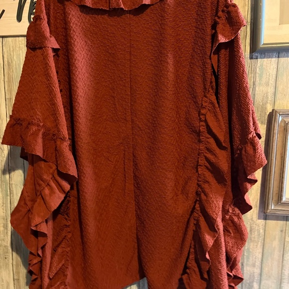 BlueVelvet Rust Ruffled Cardigan - Picture 4 of 4